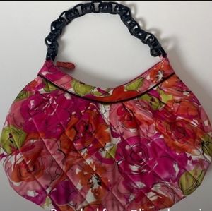 Vera Bradley Purse Bag Tote Pink Satin Quilted Shoulder Chain Link handle strap